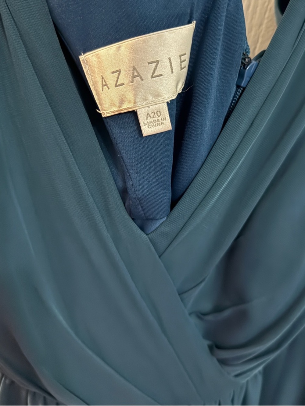 Azazie Deep Teal Maxi Skirt - V-Neck Gathered Waist - Picture 2 of 2